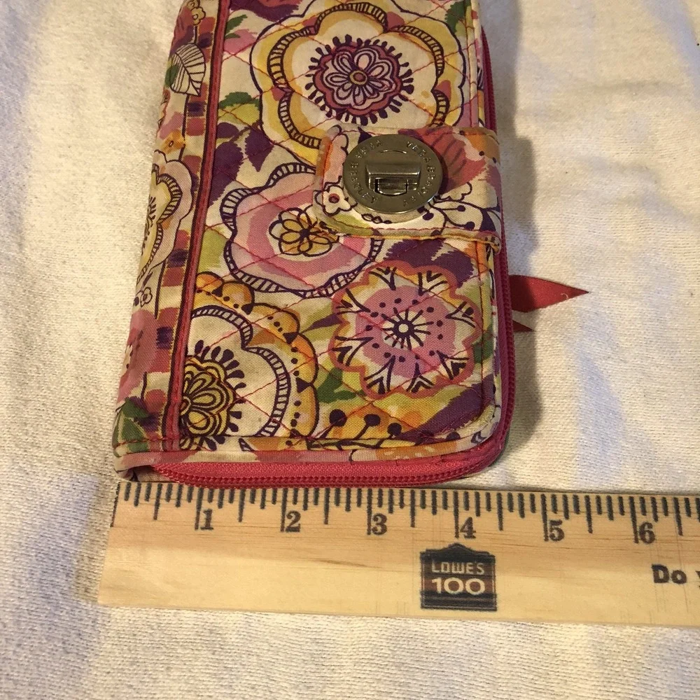 Vera Bradley Wallet Pink Floral Print Turn Lock Multicolored Floral